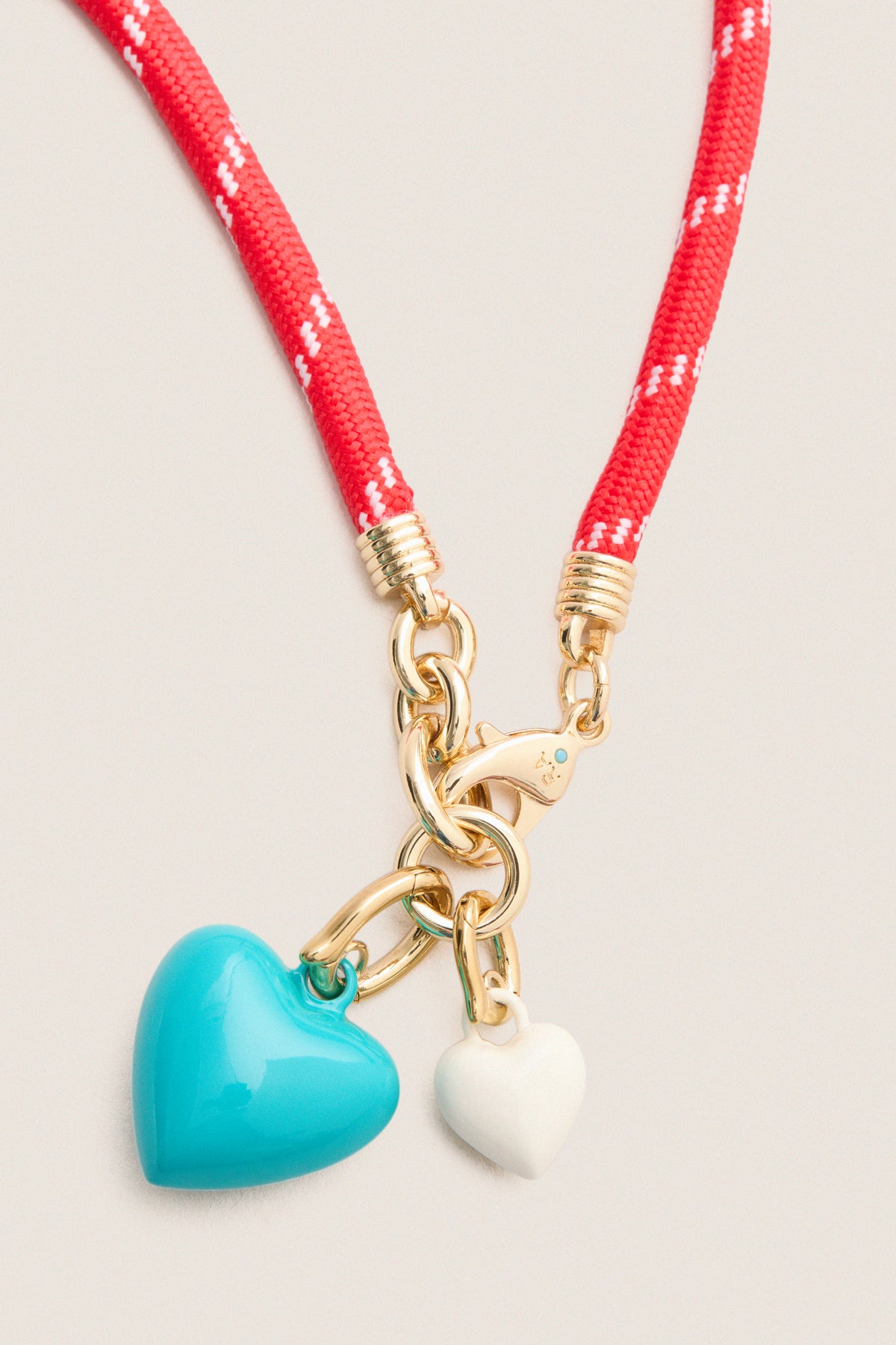 Beyond the Sea Happy Cord Mini Double Heart Necklace