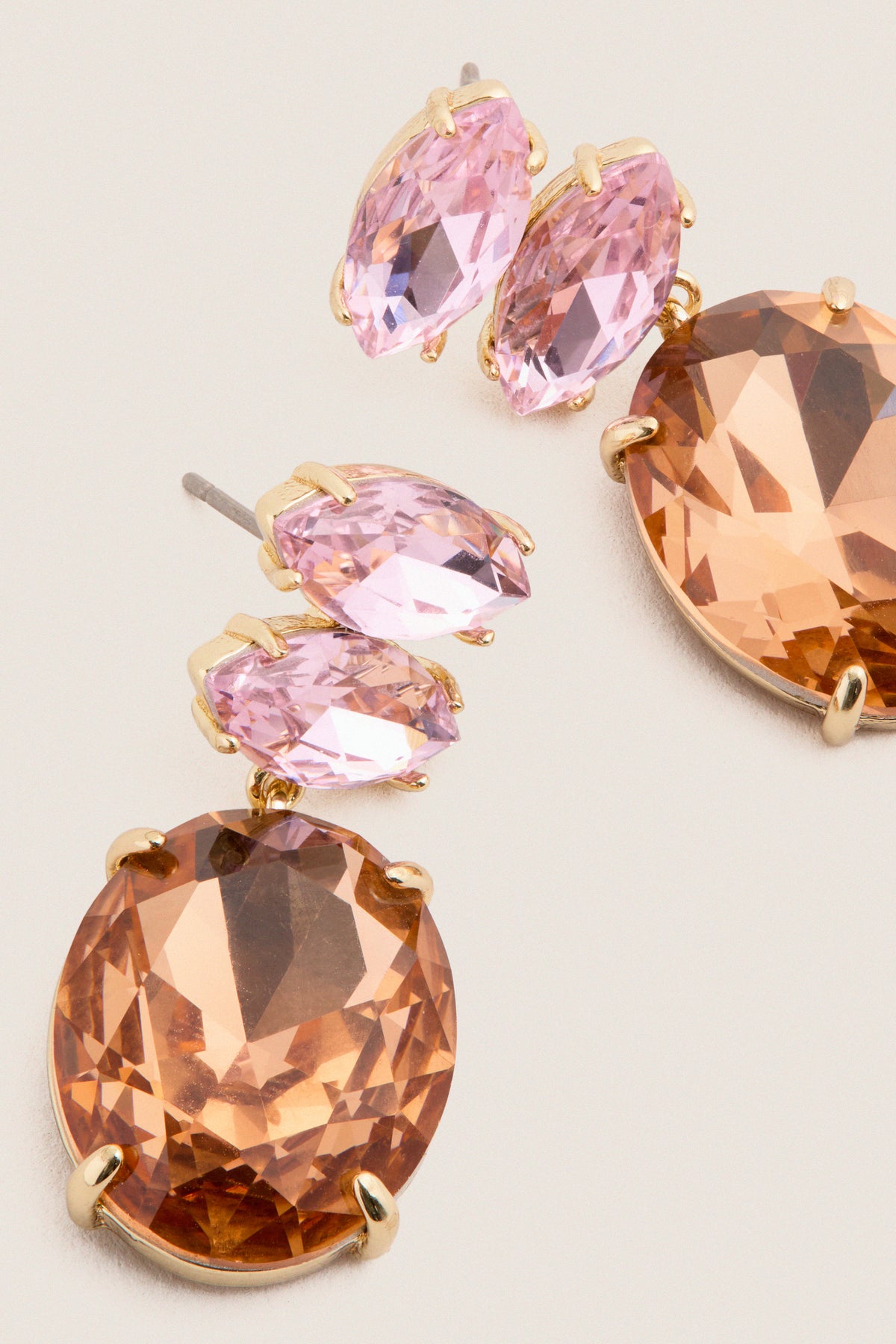 Light Rose and Light Peach Le Petite Crystal Earrings