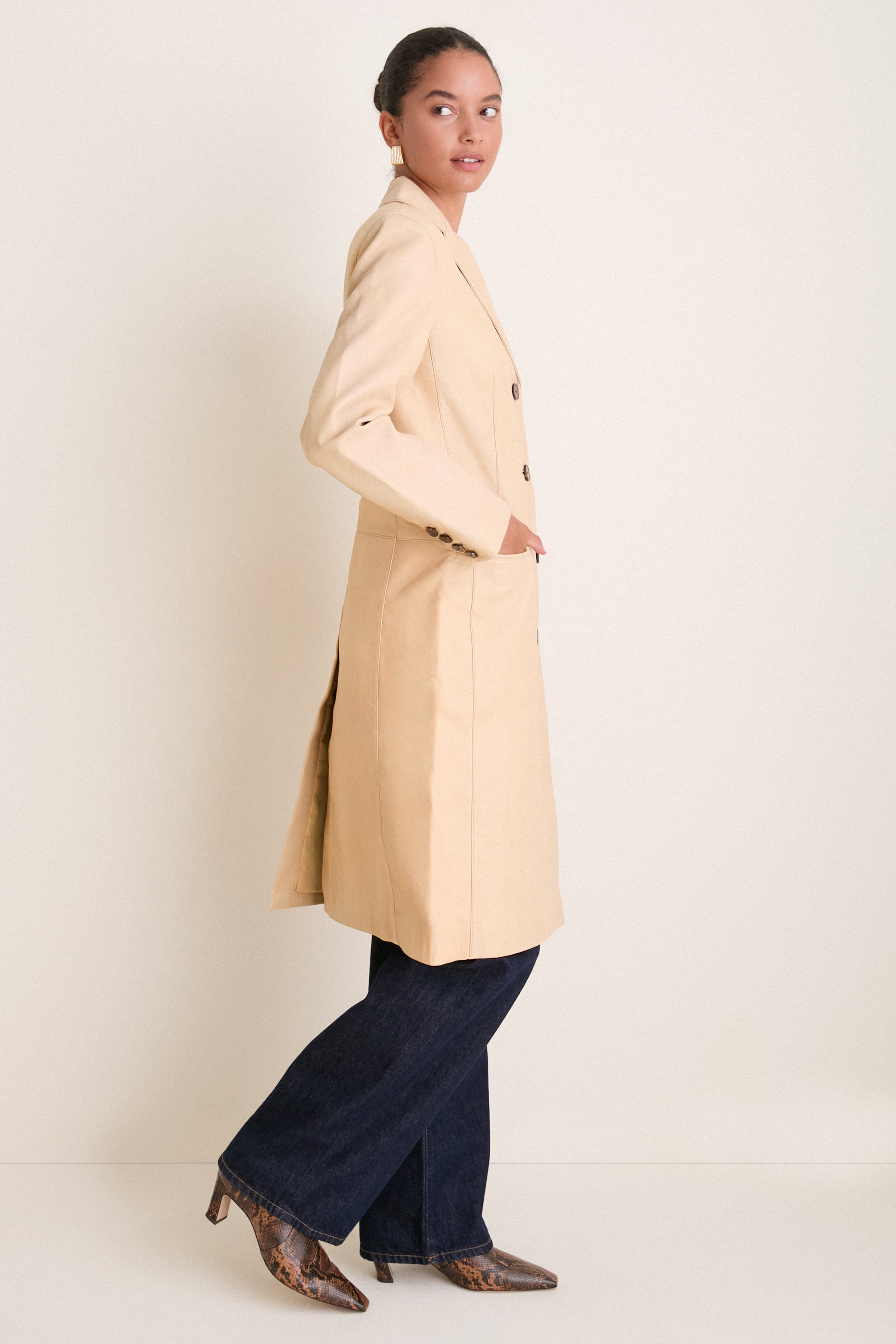 Cashew Wyatt Leather Coat