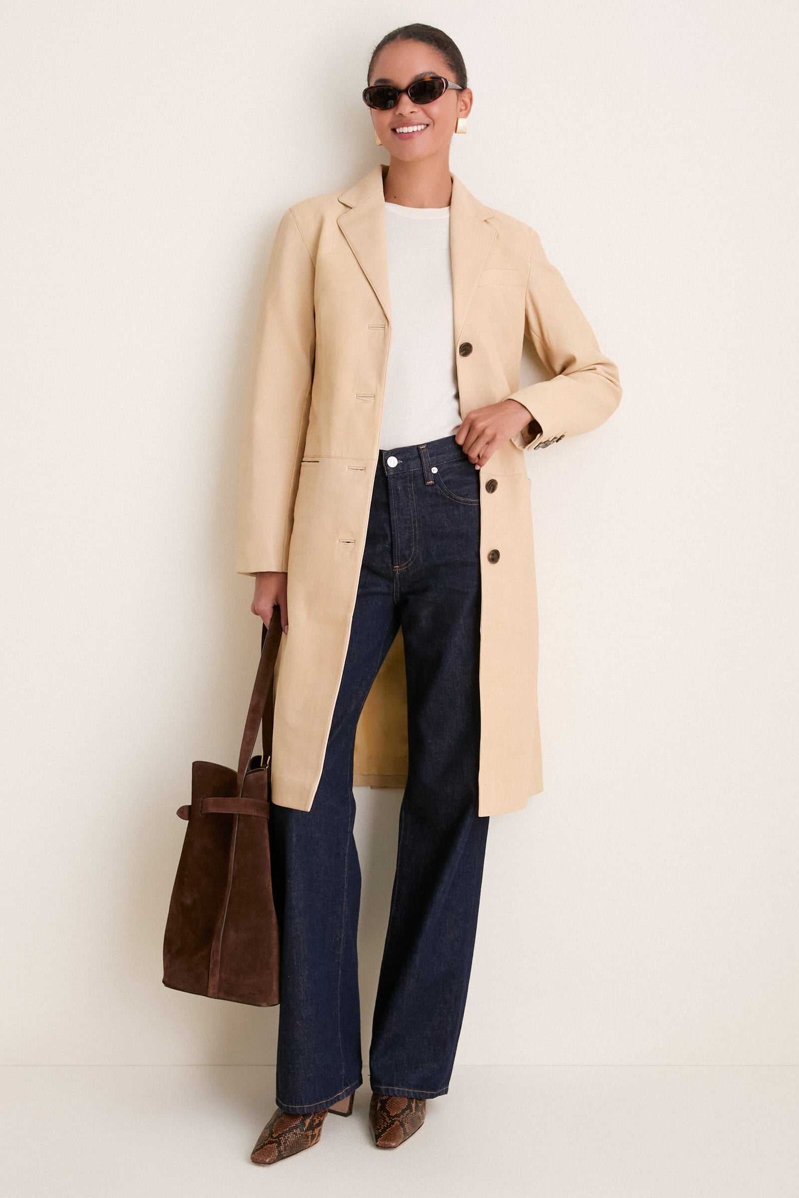 Cashew Wyatt Leather Coat