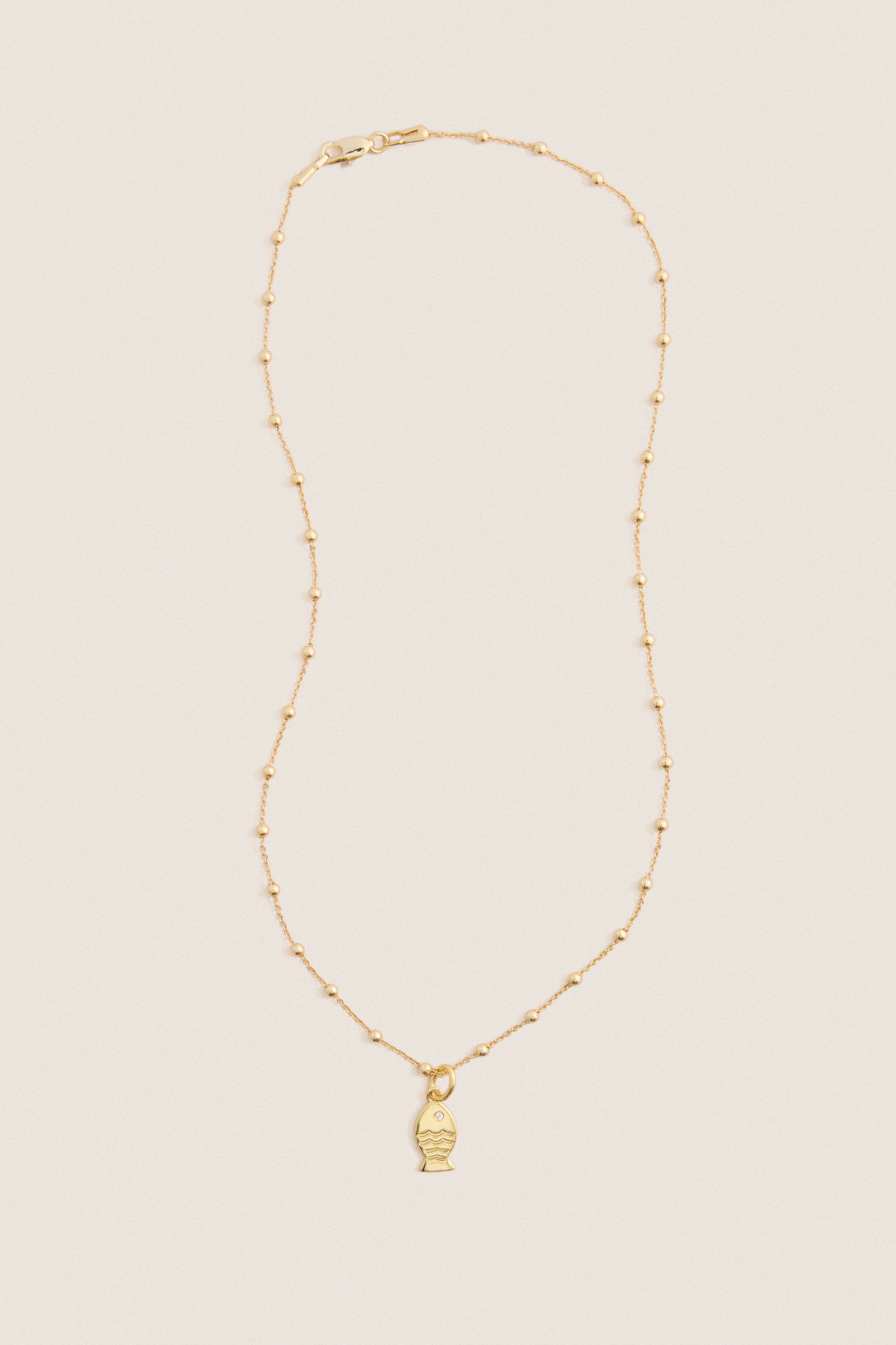 Gold Fish Mini Charm Necklace