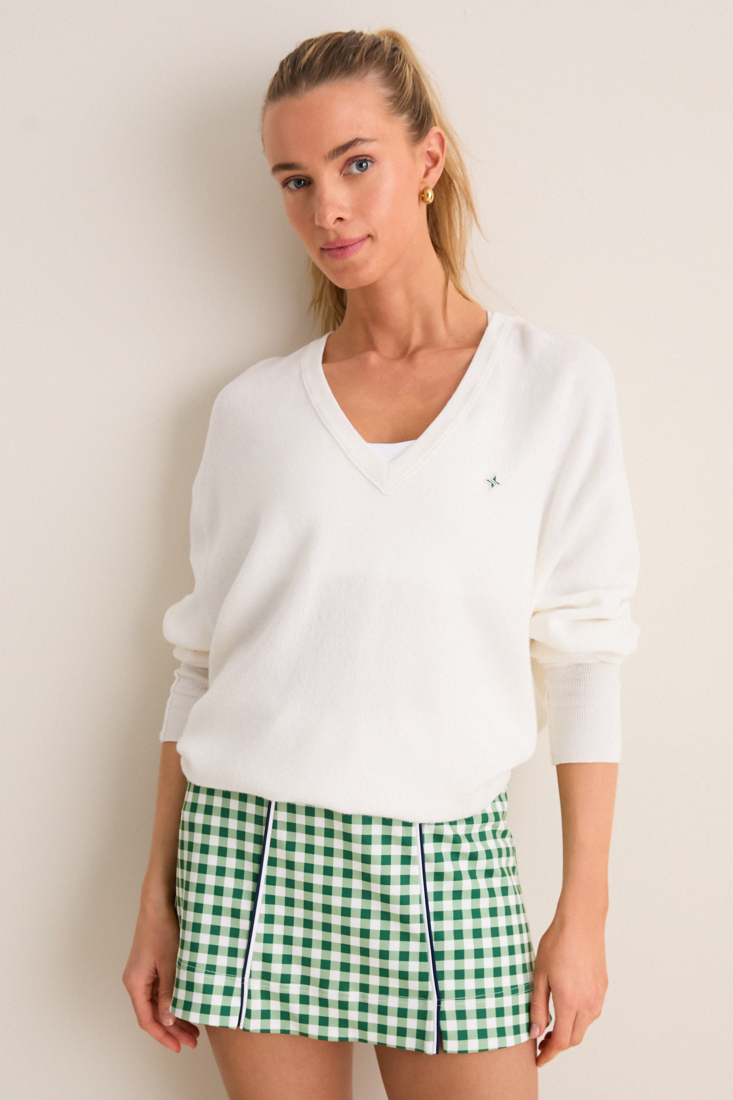 White Wilma V-Neck Sweater | Tnuck Sport | Tuckernuck