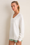 White Wilma V-Neck Sweater