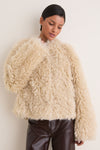 Off White Faux Fur Curl Charlotte Jacket
