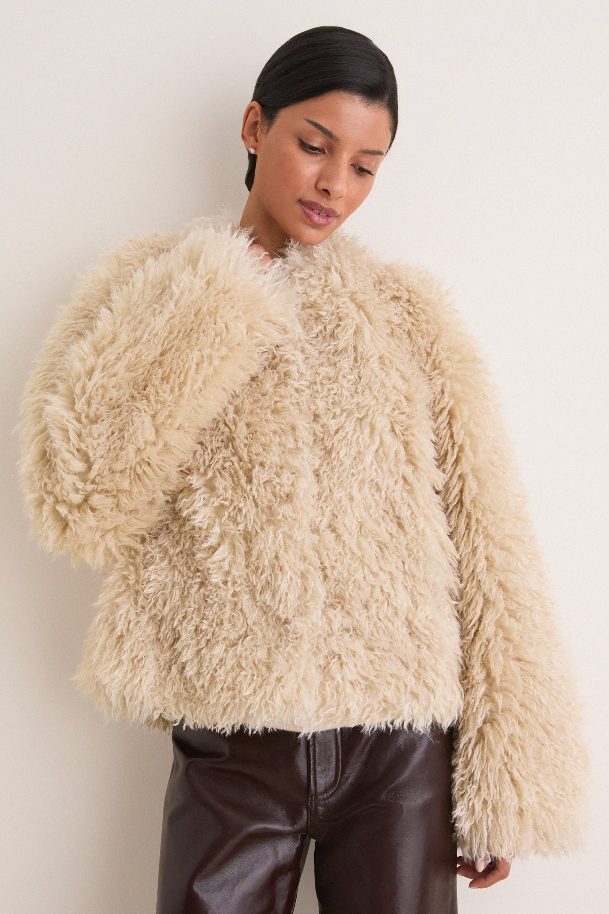 Off White Faux Fur Curl Charlotte Jacket