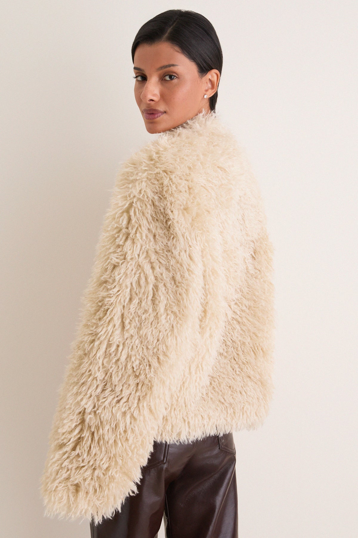 Off White Faux Fur Curl Charlotte Jacket