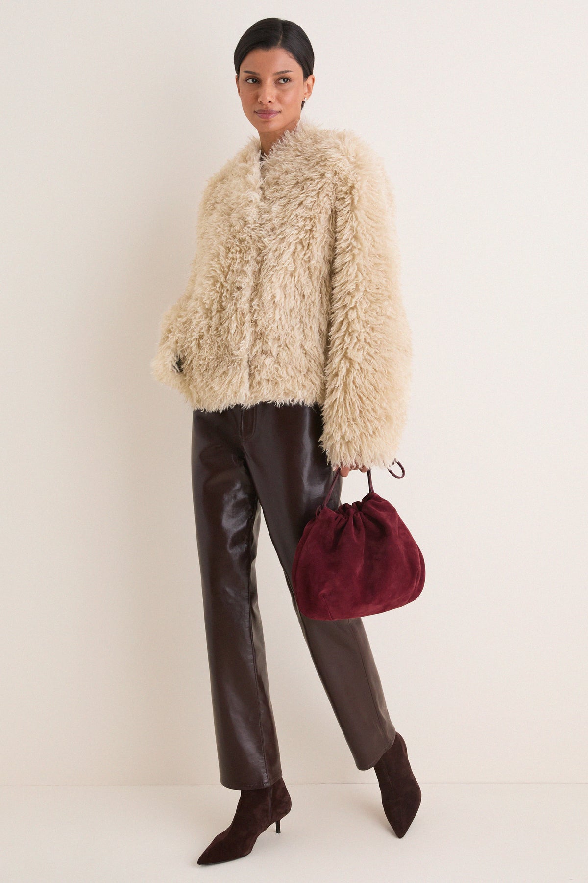 Off White Faux Fur Curl Charlotte Jacket
