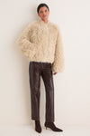 Off White Faux Fur Curl Charlotte Jacket