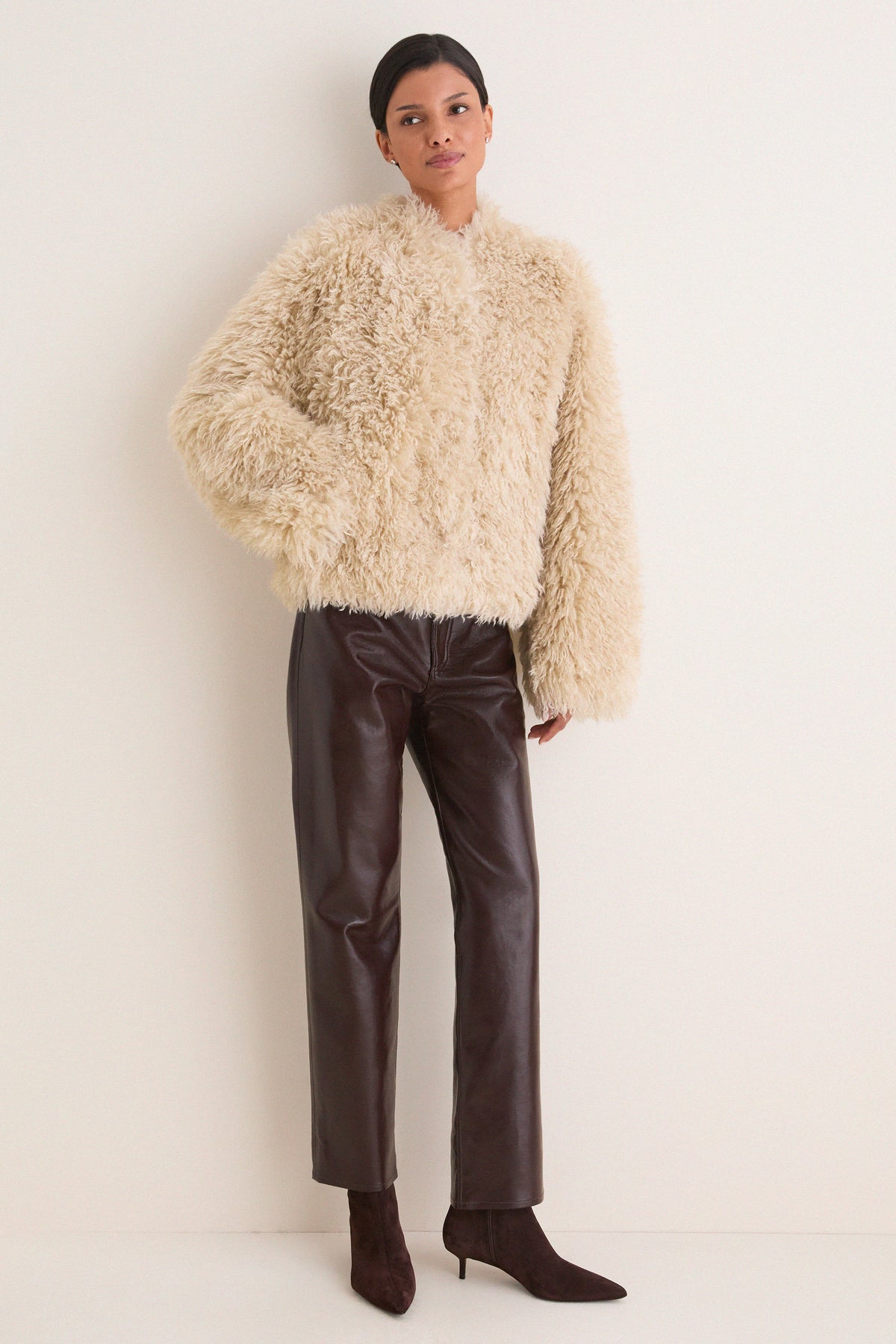 Off White Faux Fur Curl Charlotte Jacket