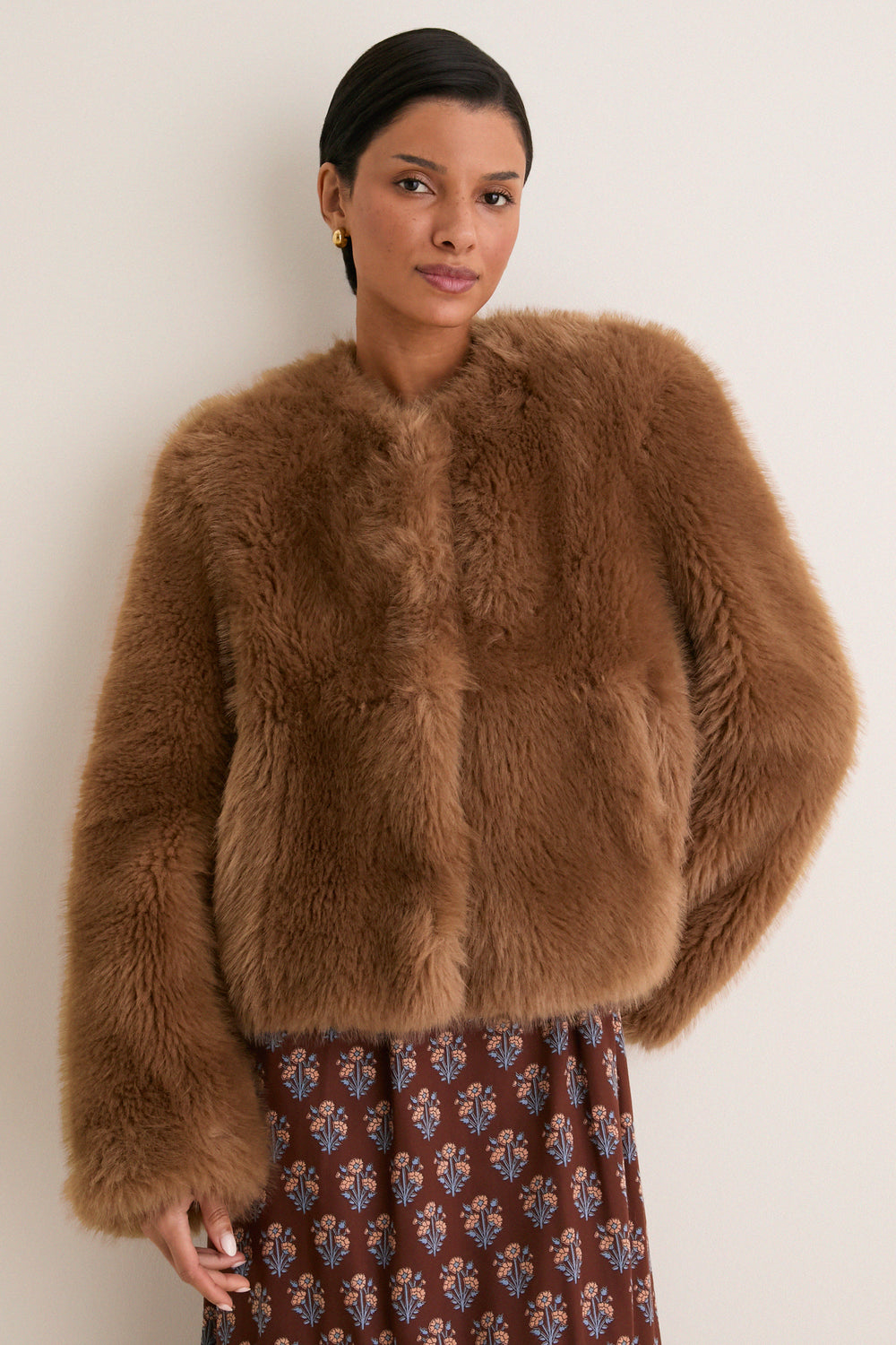 Nougat Faux Fur Halle Jacket