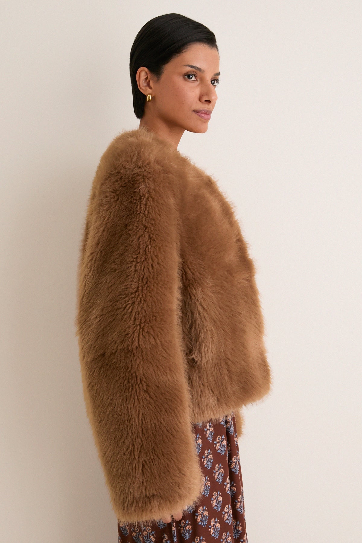 Nougat Faux Fur Halle Jacket