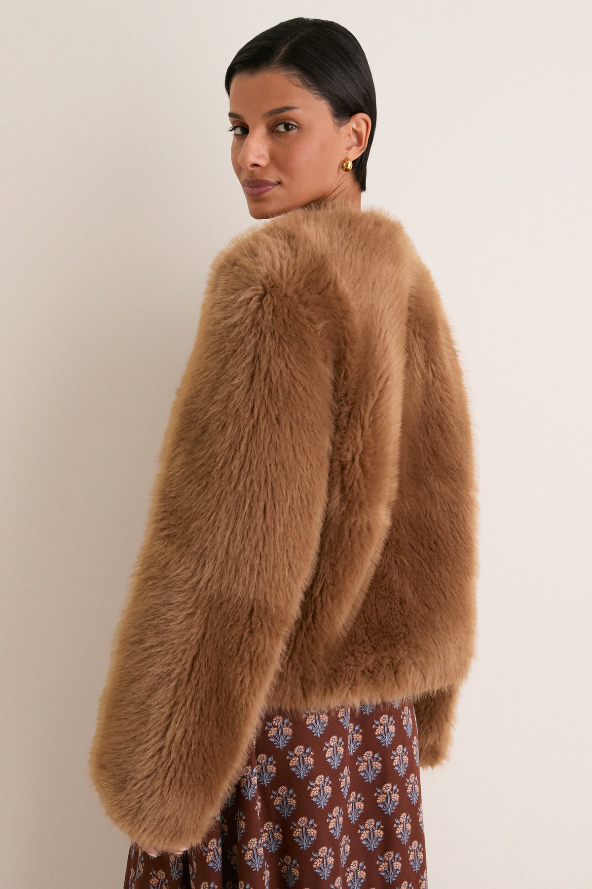 Nougat Faux Fur Halle Jacket