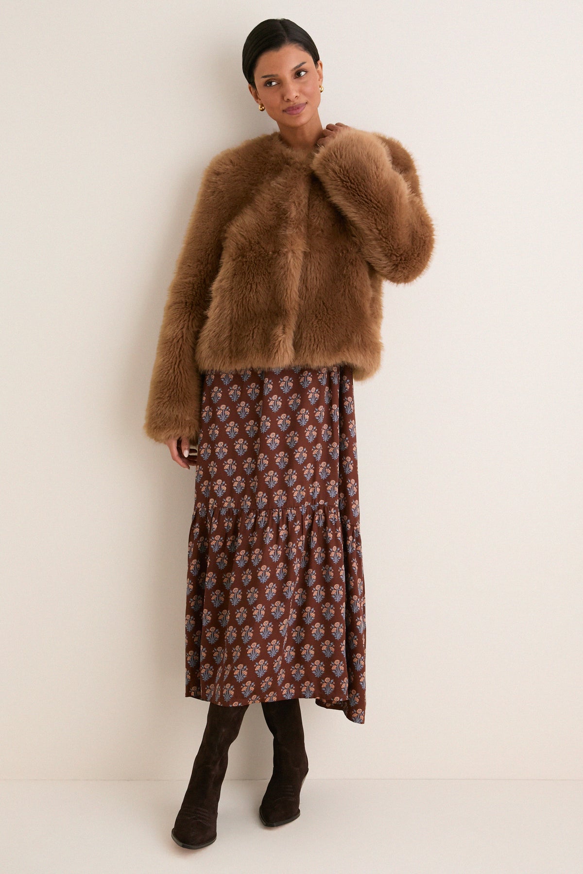 Nougat Faux Fur Halle Jacket