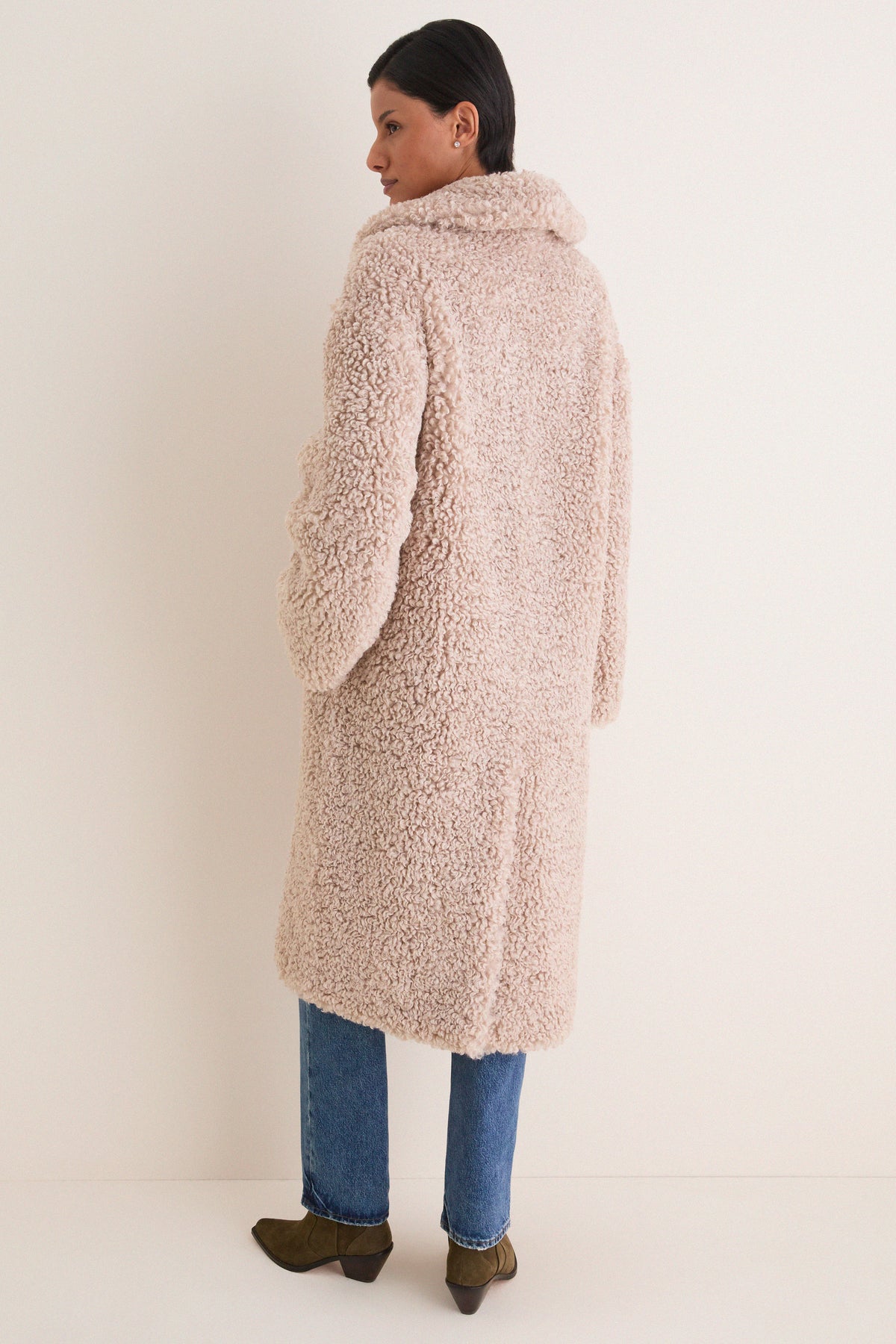 Ecru Curly Faux Fur Jazmin Coat