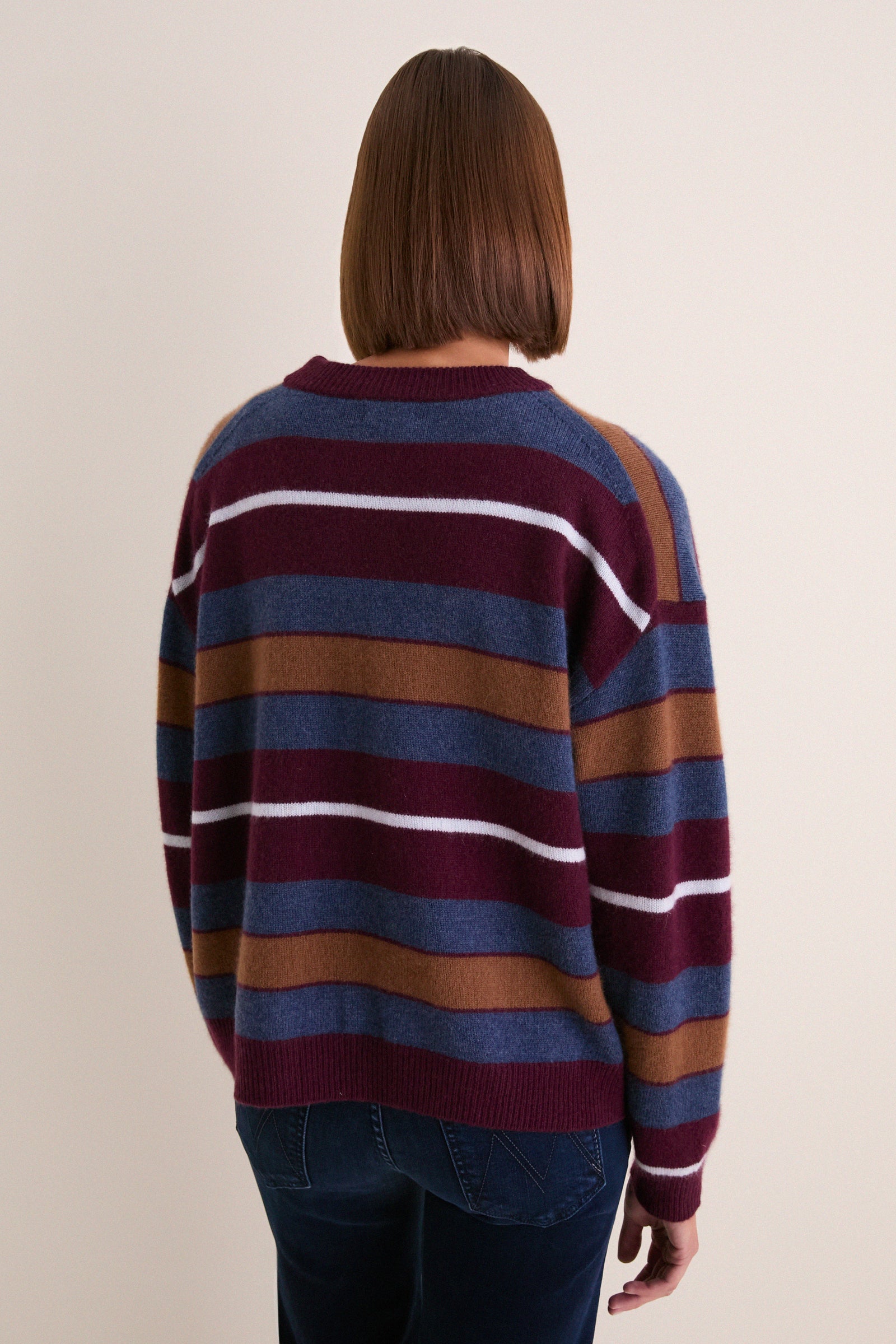 Monaco Stripe Serrano Cashmere Relaxed Crew