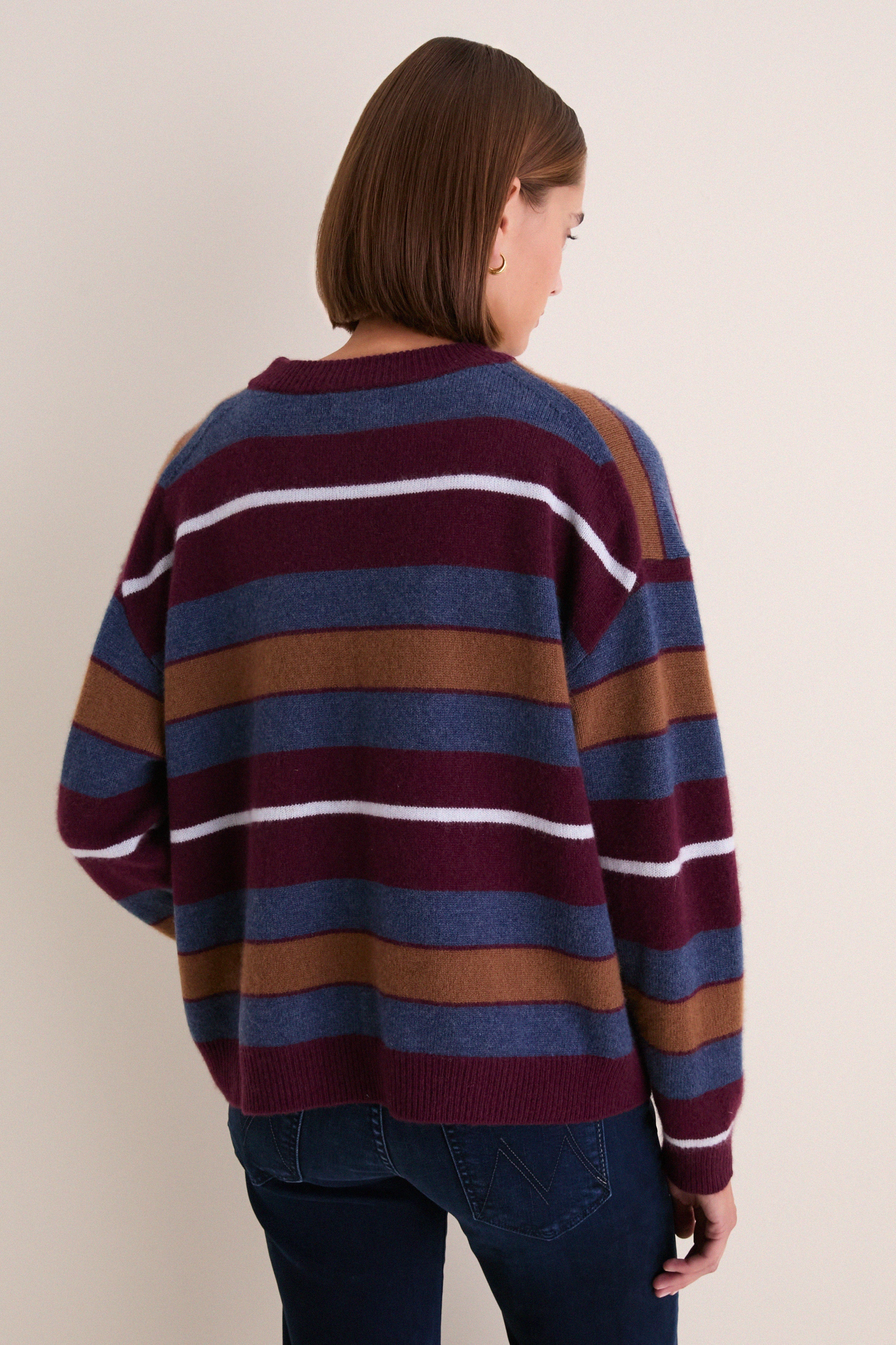 Monaco Stripe Serrano Cashmere Relaxed Crew