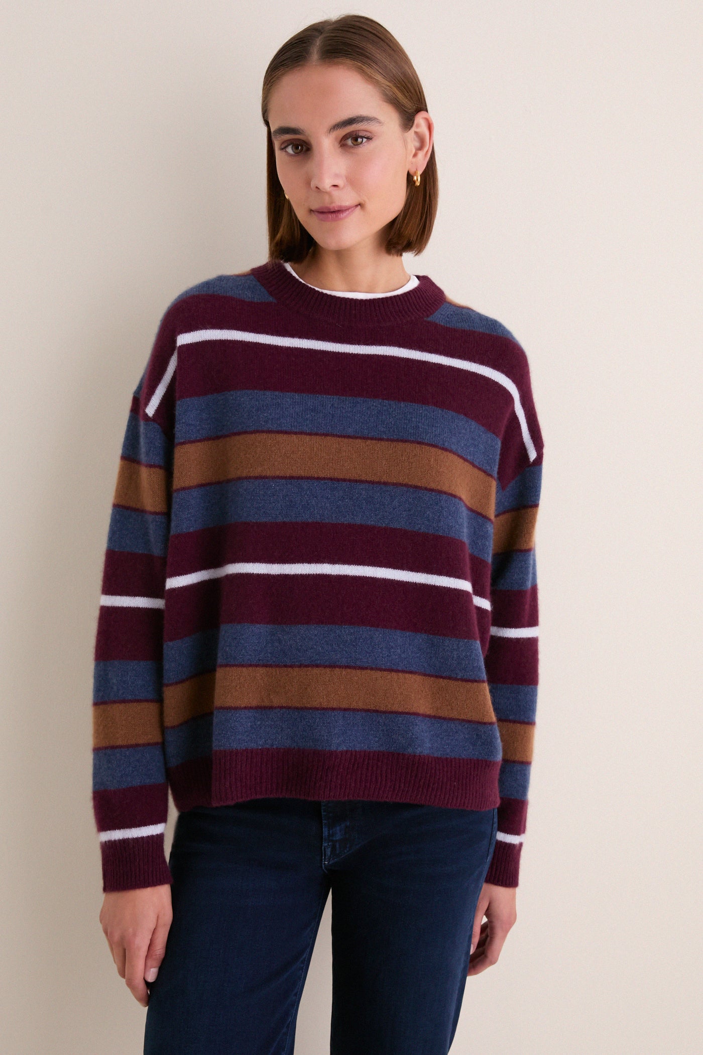 Monaco Stripe Serrano Cashmere Relaxed Crew