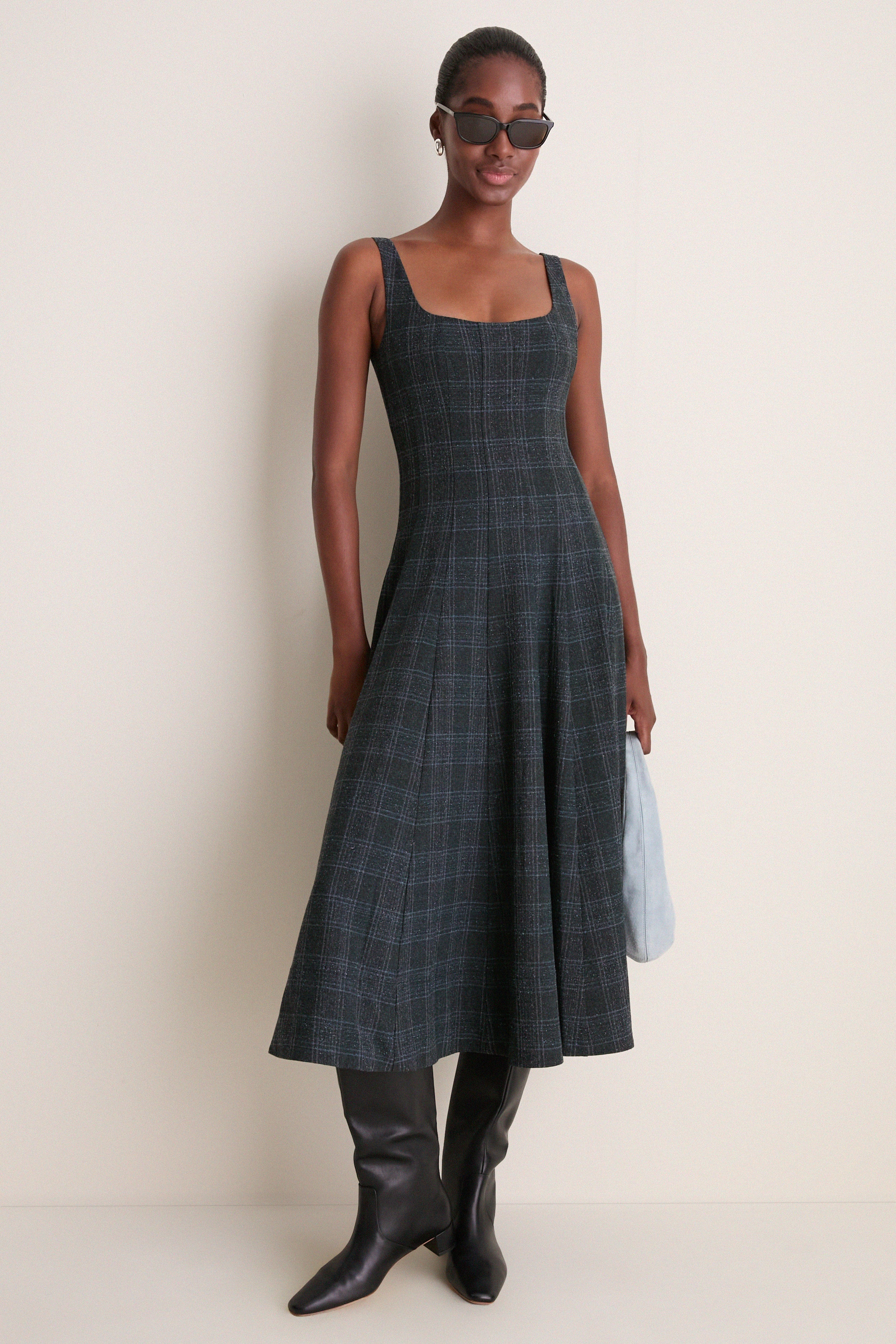 Ink Blue Plaid Wells Dress