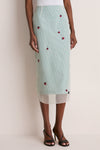 Lady Bug Embroidered Microvichy Green Roxane Skirt