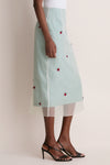 Lady Bug Embroidered Microvichy Green Roxane Skirt