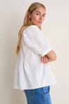 White Cotton Hand-Smocked Aurora Top