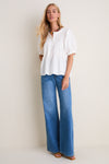 White Cotton Hand-Smocked Aurora Top