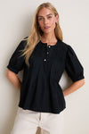 Black Cotton Hand-Smocked Aurora Top