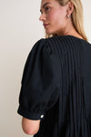 Black Cotton Hand-Smocked Aurora Top