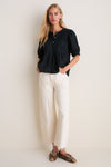 Black Cotton Hand-Smocked Aurora Top