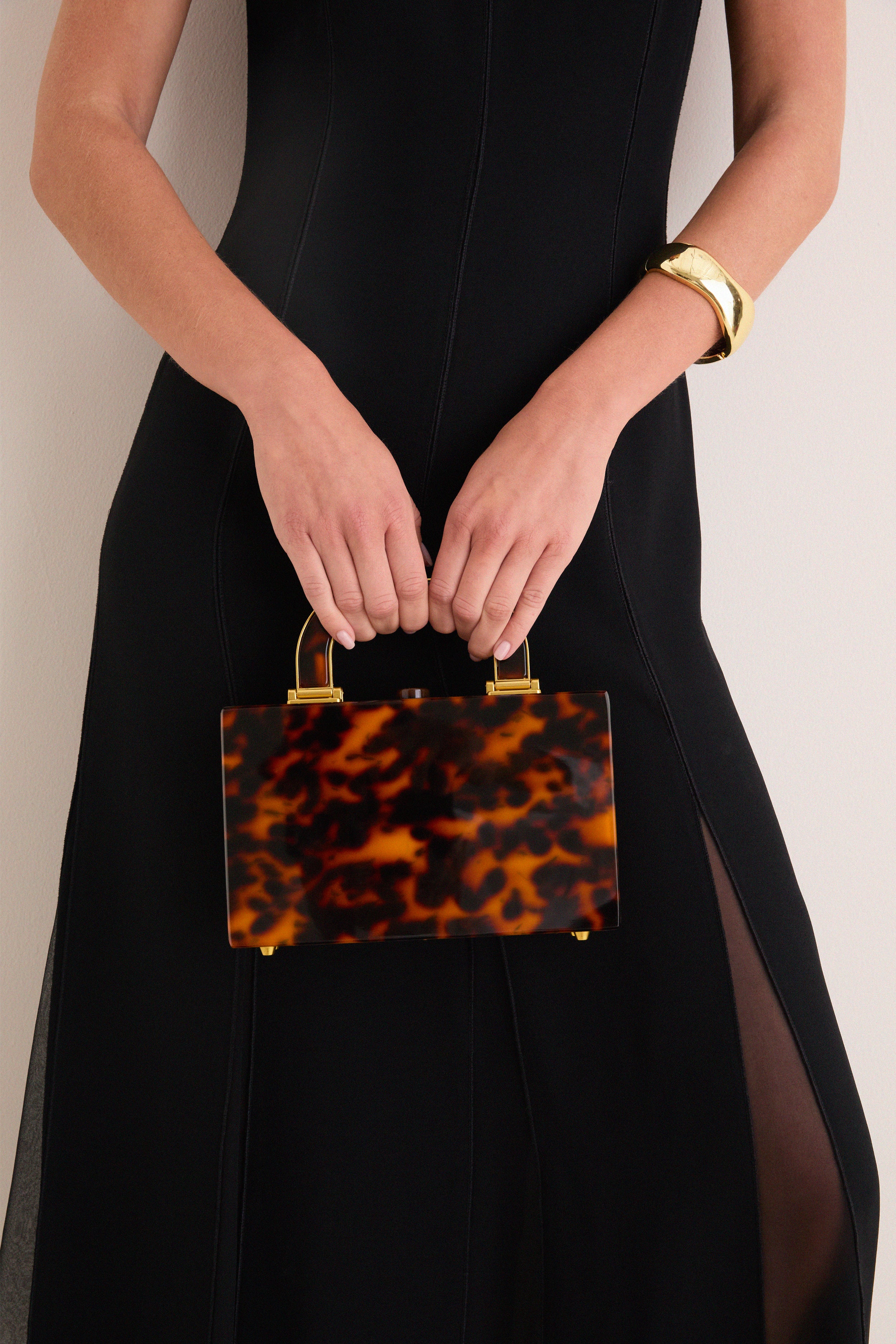 Tortoise Acrylic Top Handle Bag