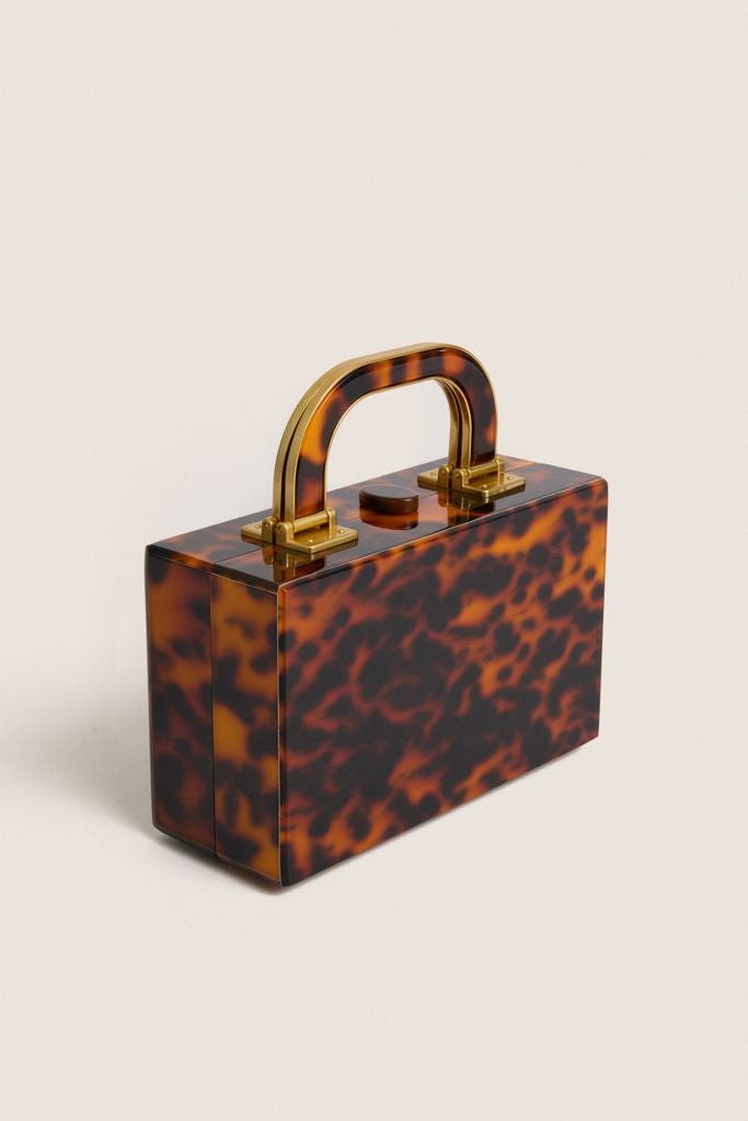 Tortoise Acrylic Top Handle Bag