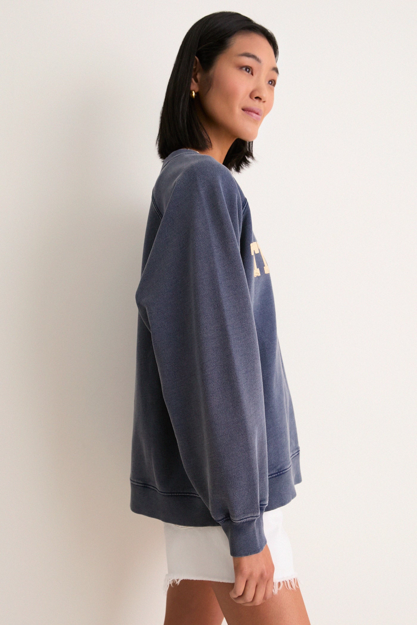 Women's Oversized Navy French Terry Sandbar Sweatshirt