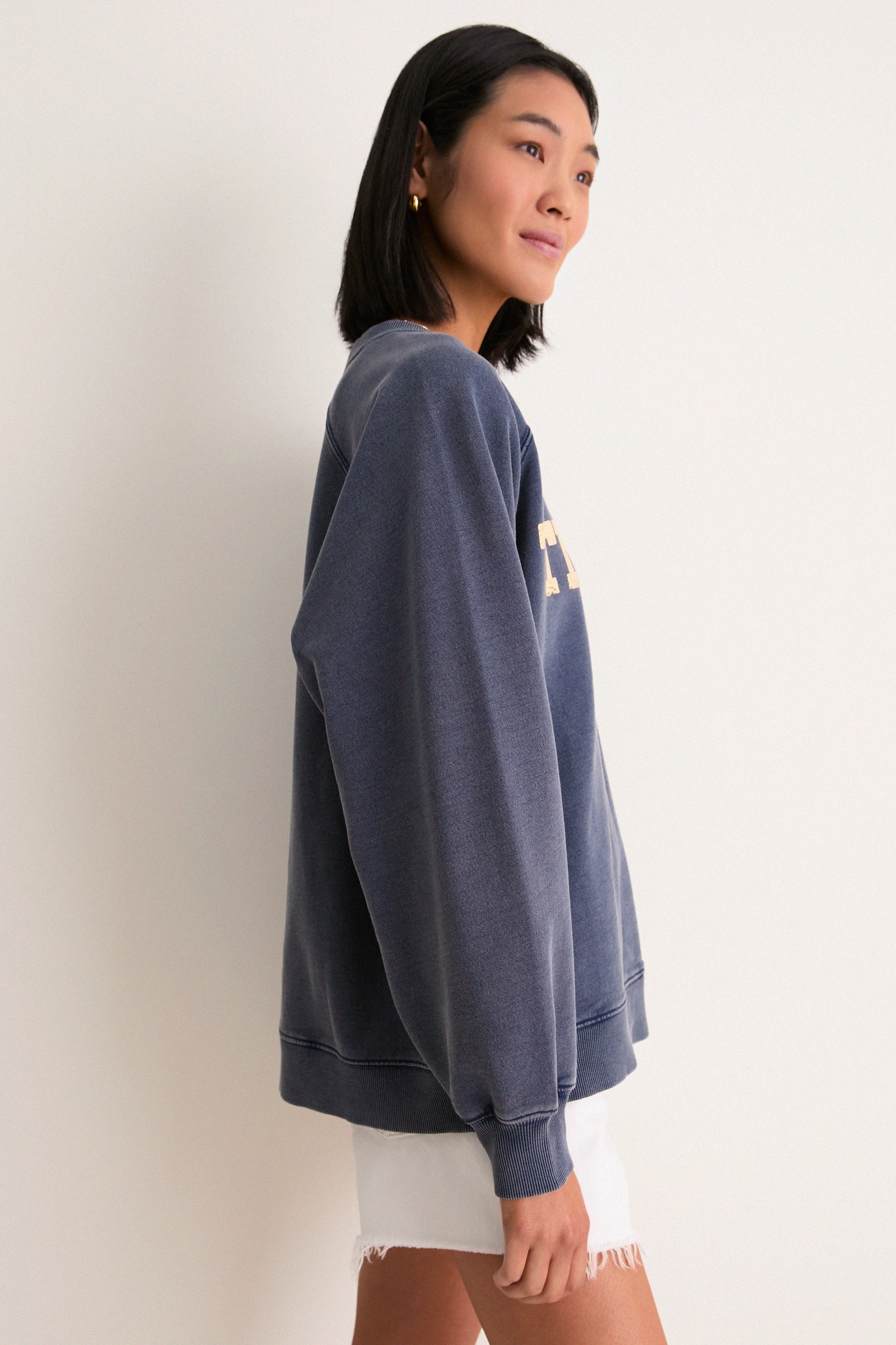 Women's Oversized Navy French Terry Sandbar Sweatshirt