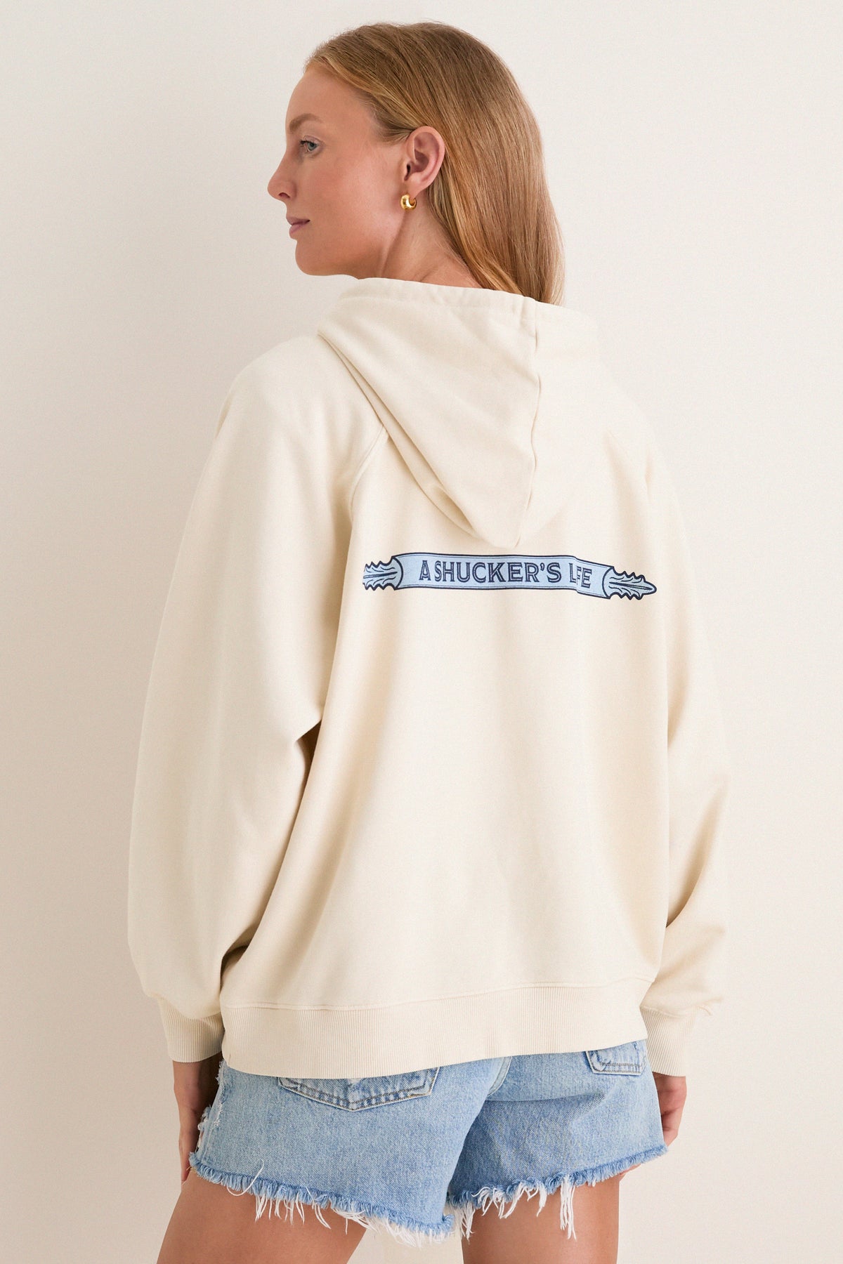 Women's Oversized Ecru French Terry Surfside Hoodie
