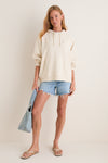 Women's Oversized Ecru French Terry Surfside Hoodie