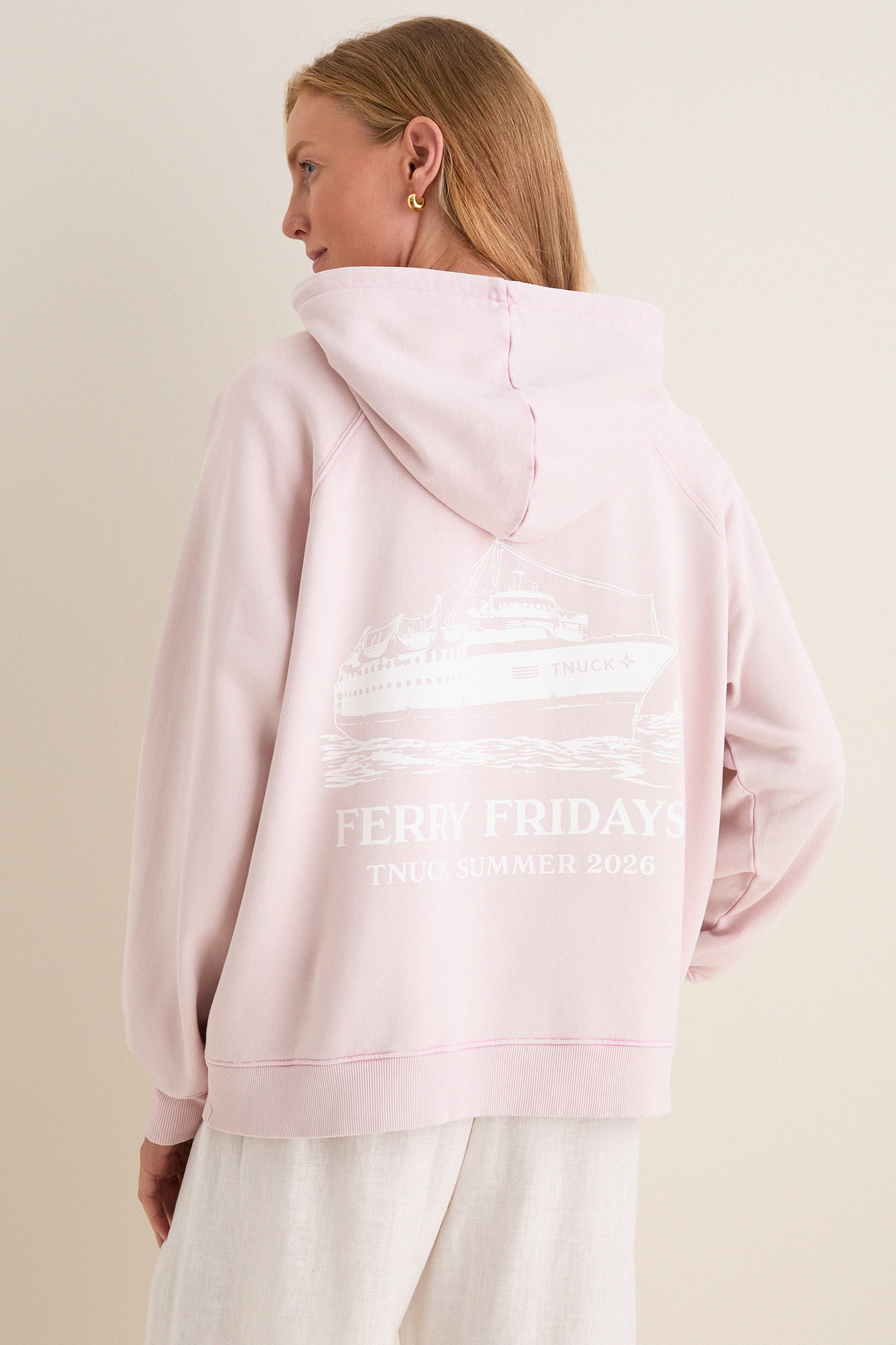 Women's Oversized Pink French Terry Surfside Hoodie | Tuckernuck