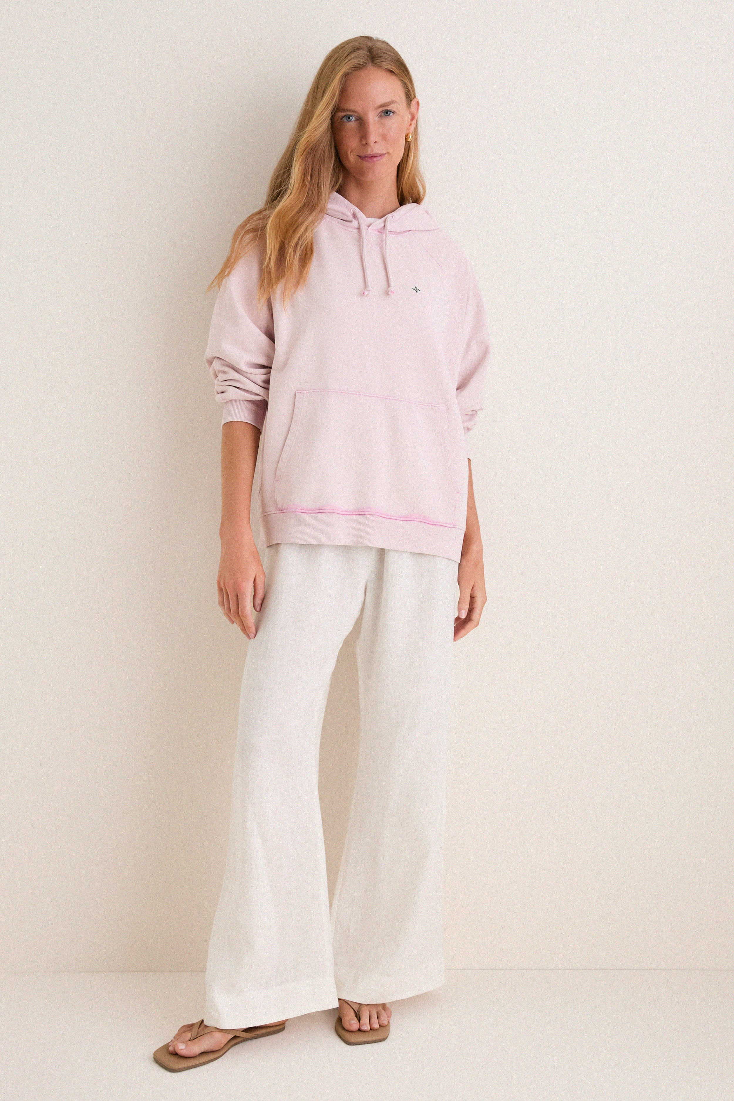 Women's Oversized Pink French Terry Surfside Hoodie