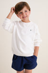 Kids White French Terry Jetties Sweatshirt
