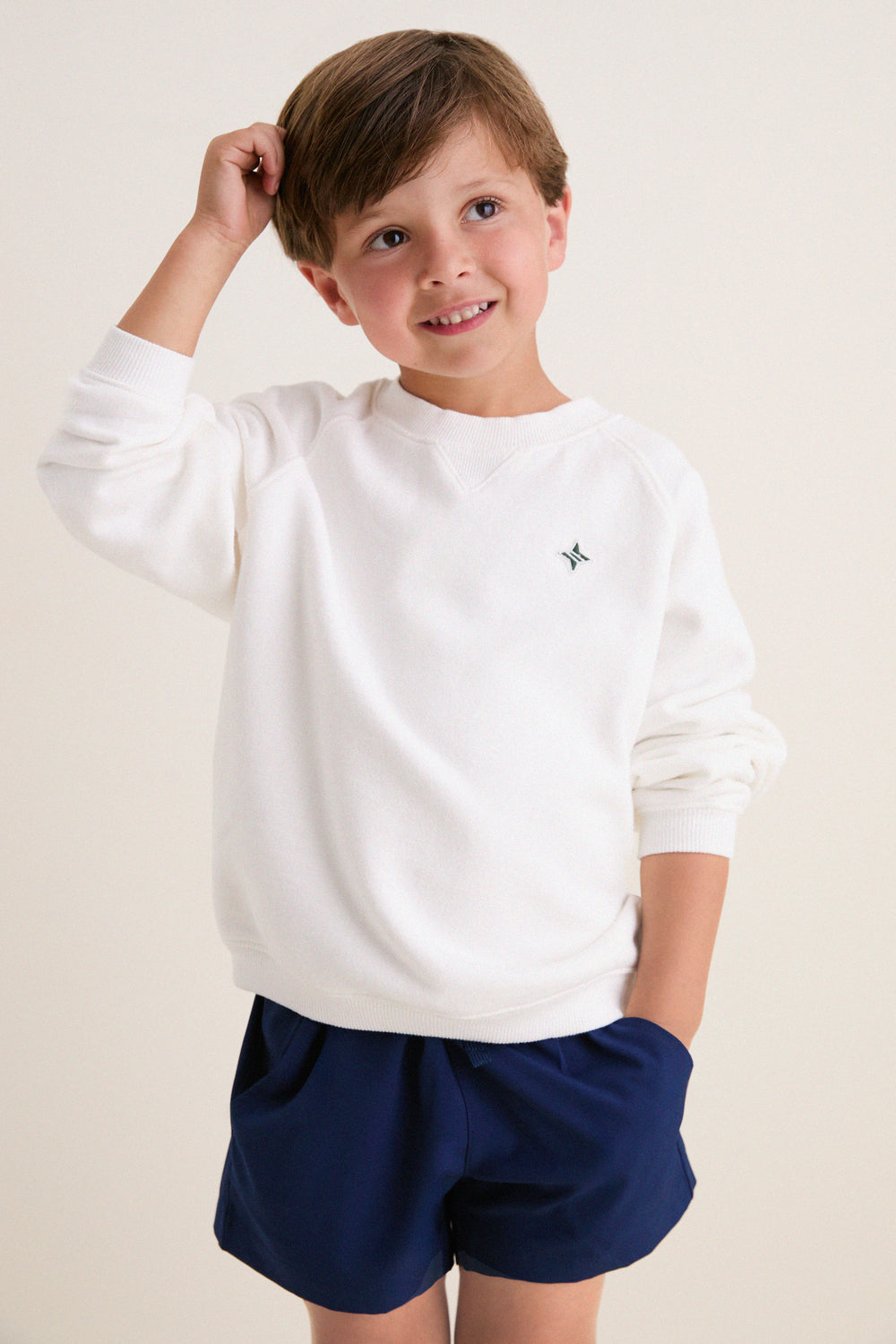 Kids White French Terry Jetties Sweatshirt