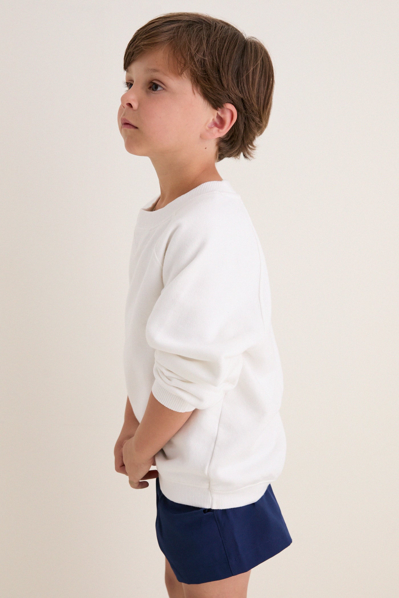 Kids White French Terry Jetties Sweatshirt