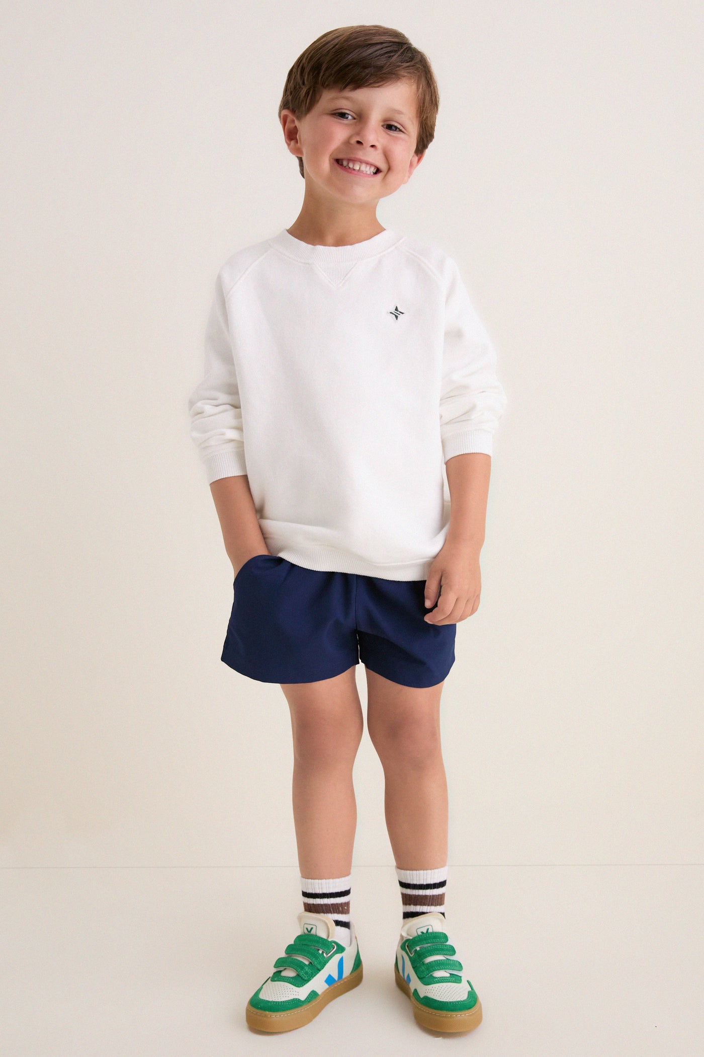 Kids White French Terry Jetties Sweatshirt