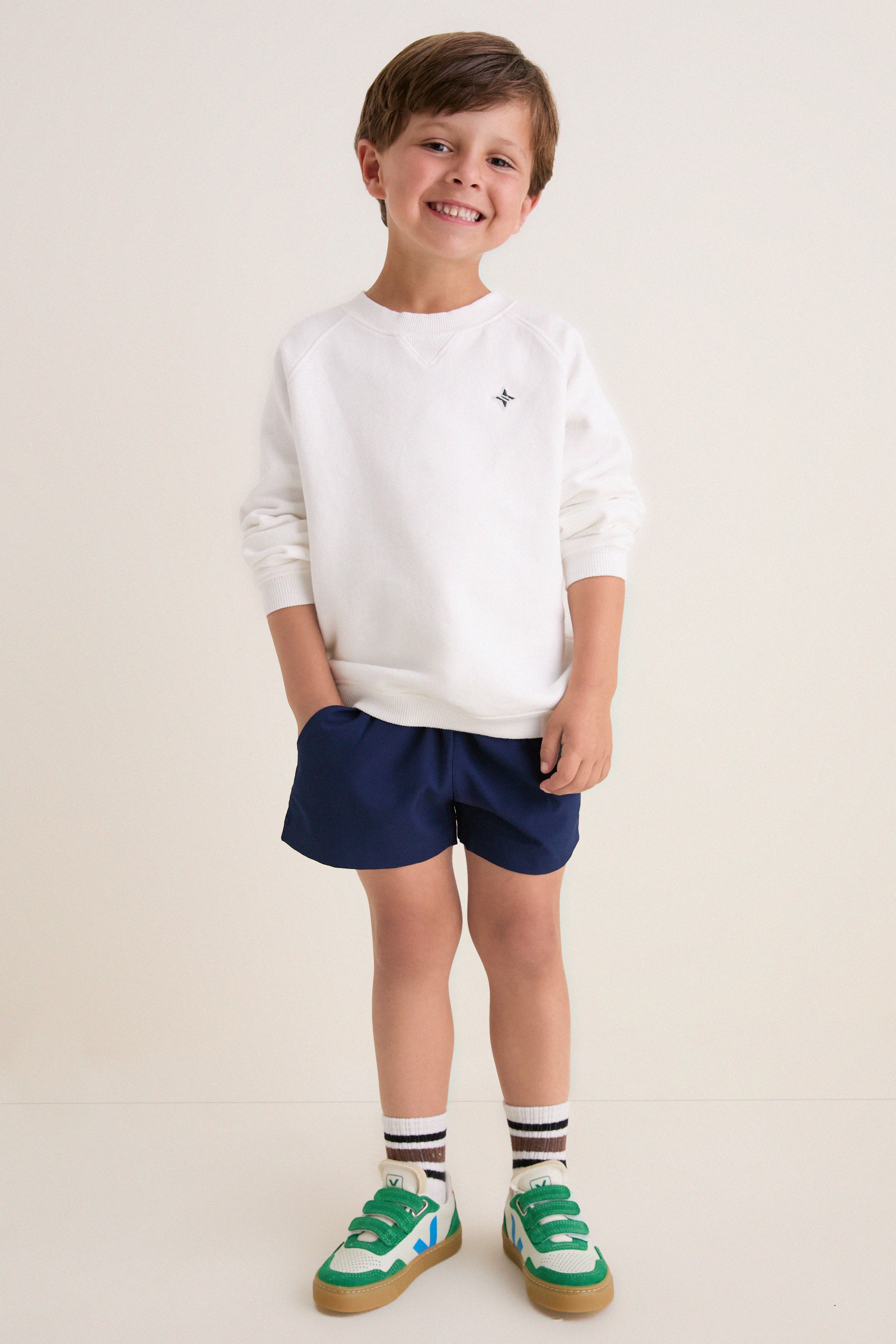 Kids White French Terry Jetties Sweatshirt