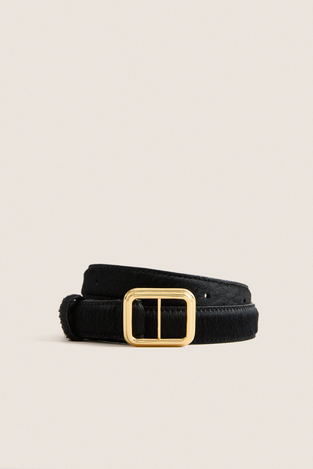 Black Calf Hair and Gold Georgia Wide Belt