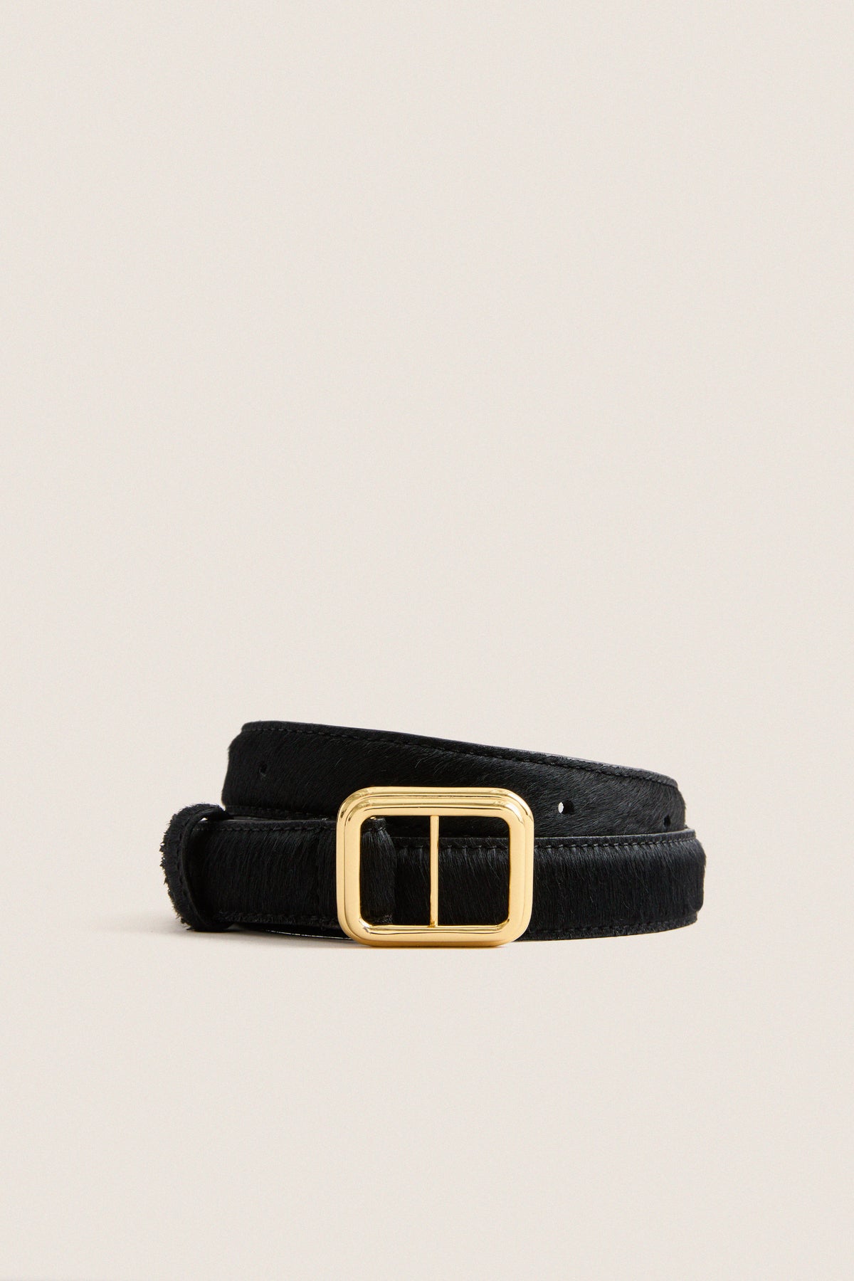 Black Calf Hair and Gold Georgia Wide Belt
