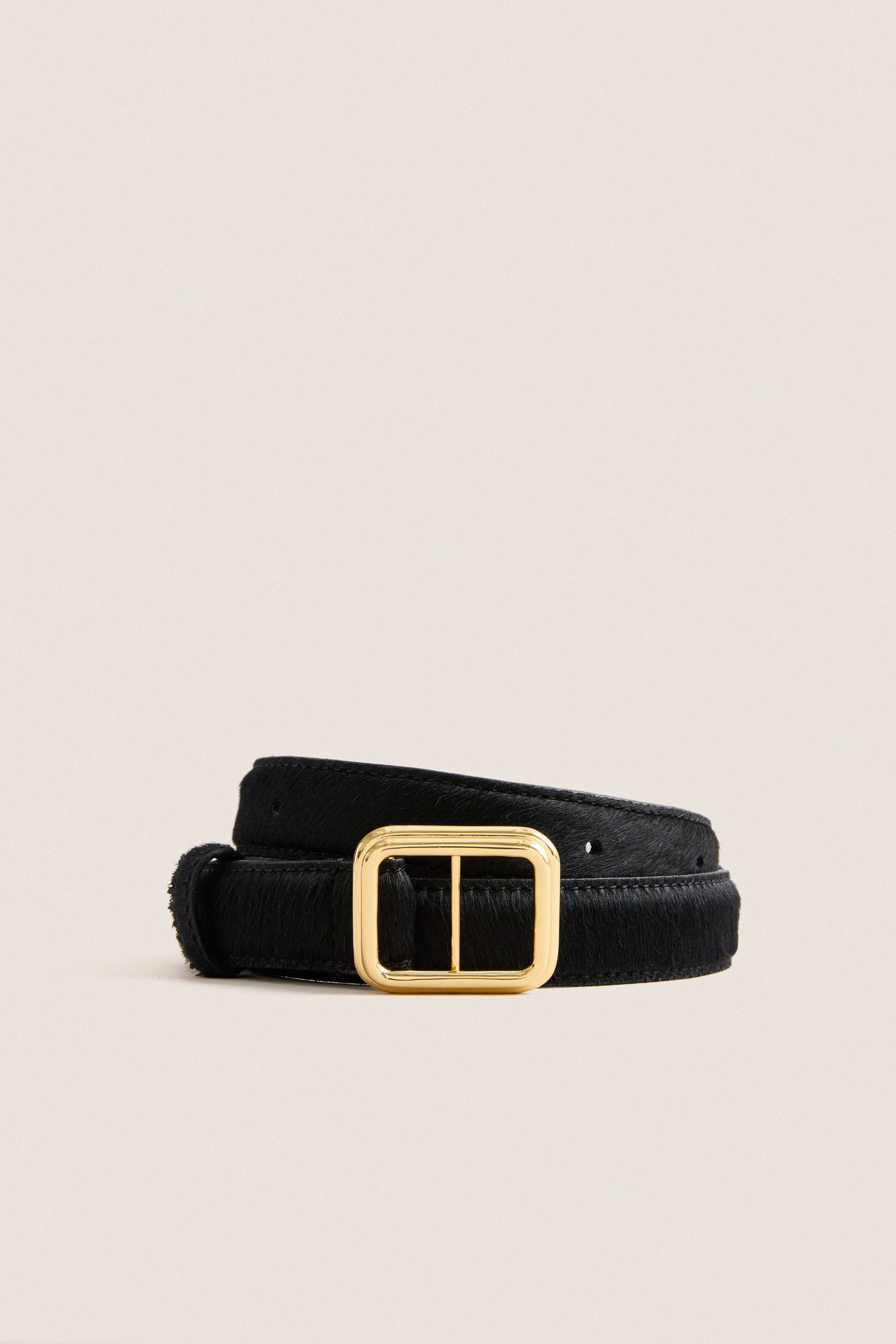 Black Calf Hair and Gold Georgia Wide Belt