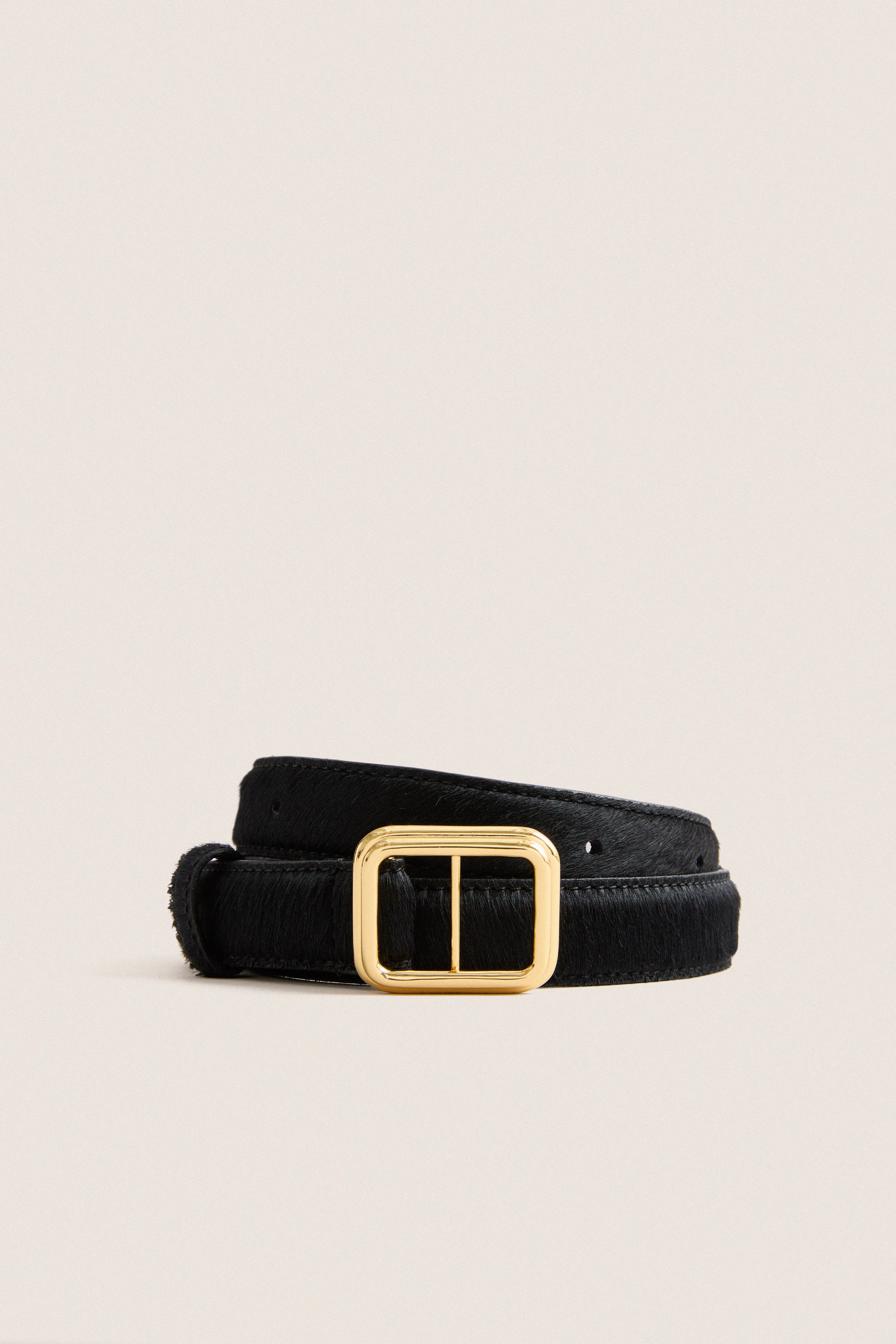 Black Calf Hair and Gold Georgia Wide Belt
