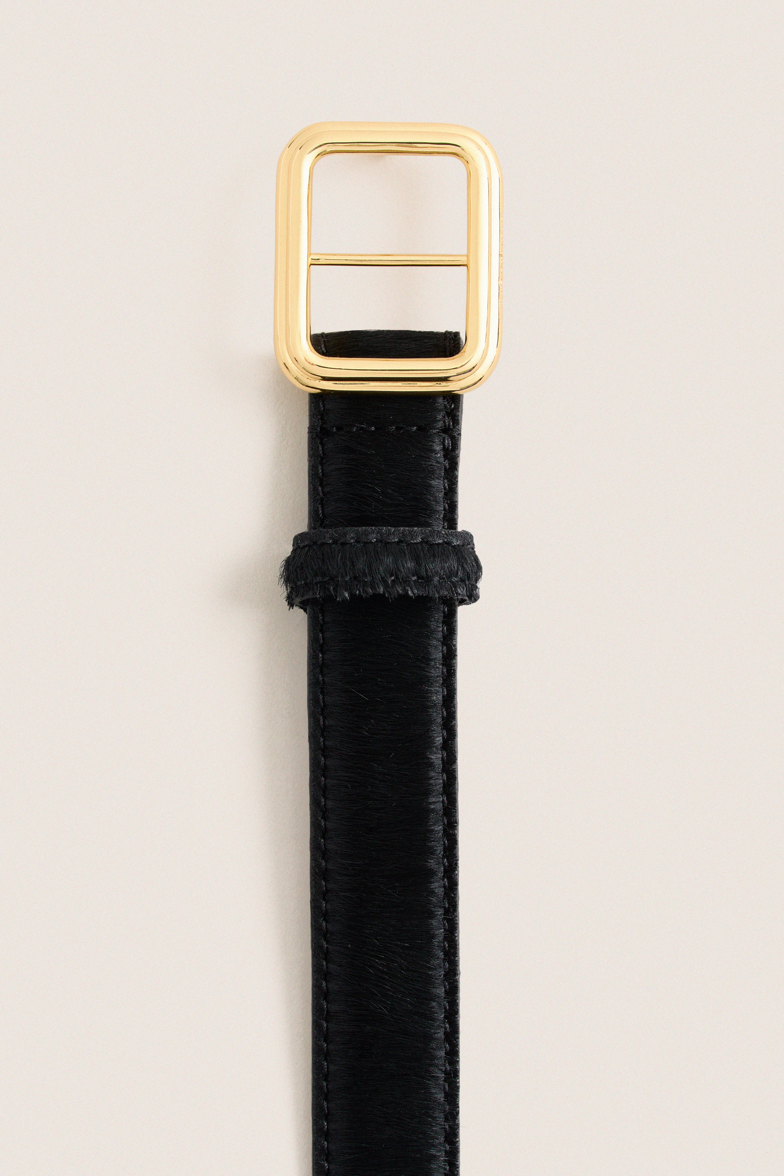 Black Calf Hair and Gold Georgia Wide Belt