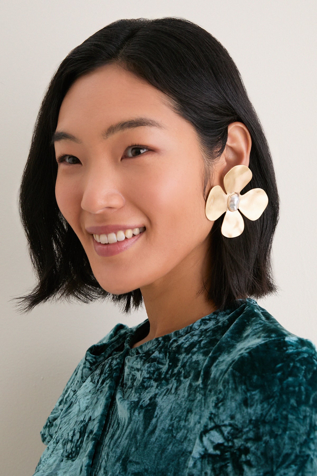 Brushed Brass Lucky Earrings