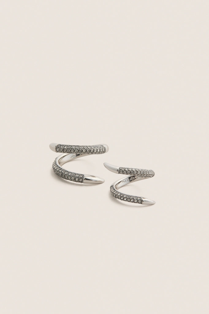 Gunmetal and Crystal Vesey Duo Ring Set of 2
