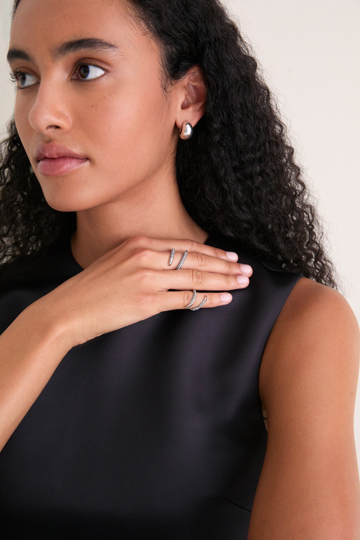 Gunmetal and Crystal Vesey Duo Ring Set of 2